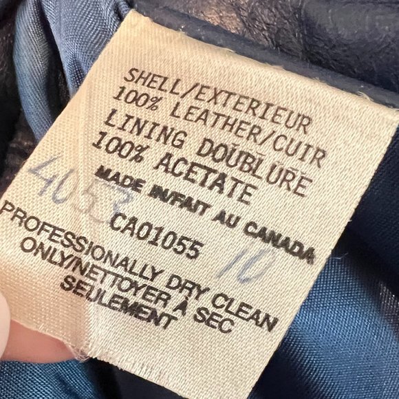 MADE IN CANADA Vintage Navy Blue Leather Pencil Skirt - Picture 5 of 6